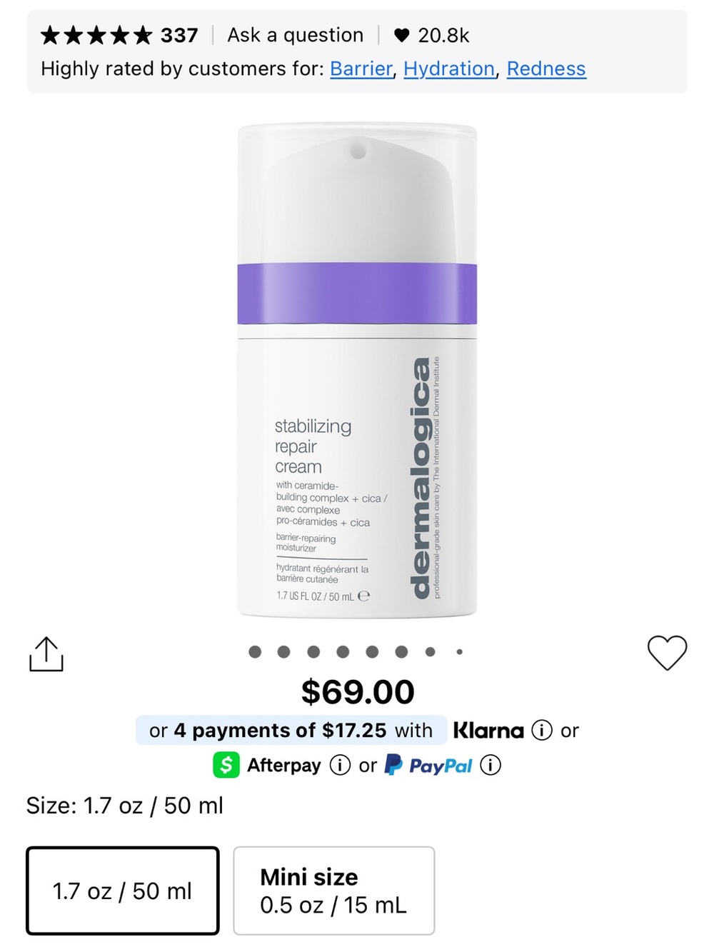 NEW in box / dermalogica White Cream Bottle with Purple Band